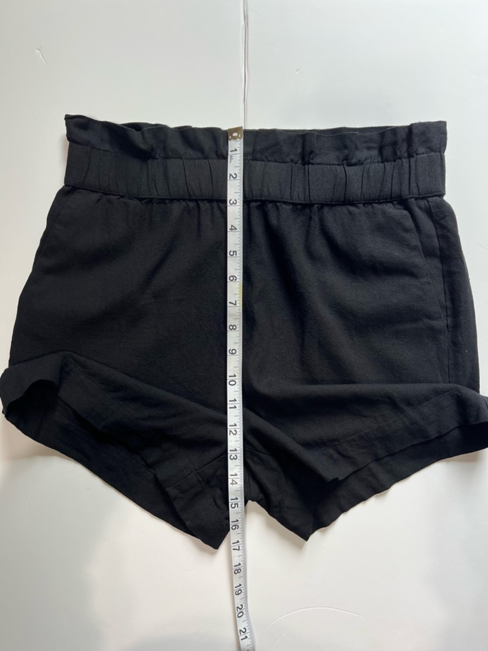 Vero Moda Black Linen Blend High-Waist Paperbag Shorts Medium Boho Spring Casual - Picture 10 of 12